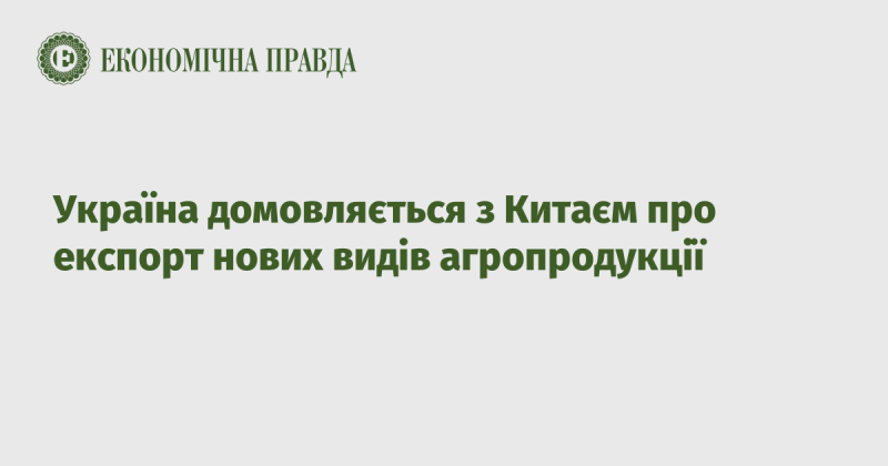 Україна веде переговори з Китаєм щодо експорту нових категорій сільськогосподарської продукції.